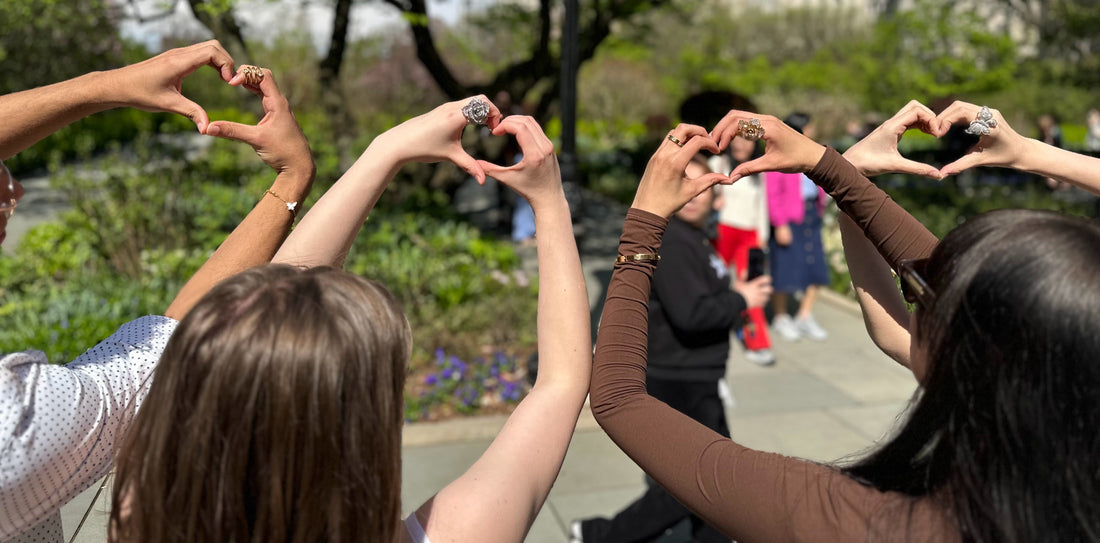 Group of people with hearts