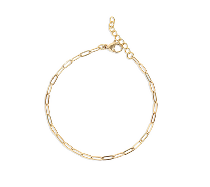 Gold chain bracelet on a white background