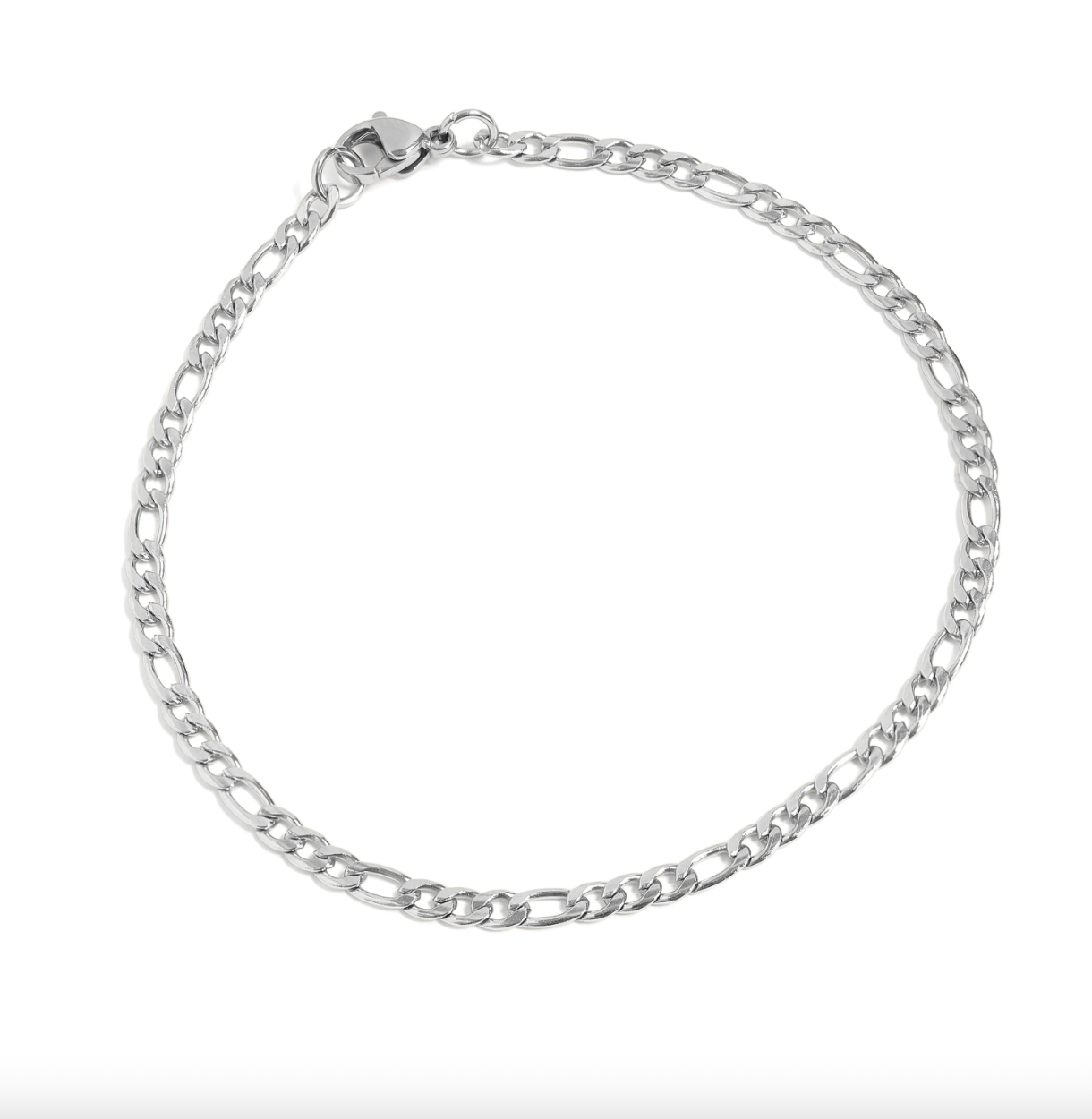 Silver chain bracelet on a white background