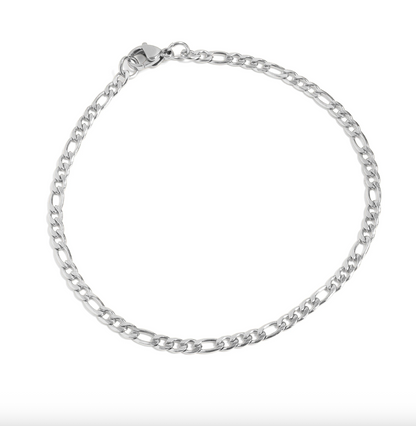 Silver chain bracelet on a white background